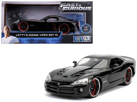 Letty's Dodge Viper SRT 10 Black "Fast & Furious" Movie 1/24 Diecast Model Car by Jada free shipping USA - Rapid Vehicles