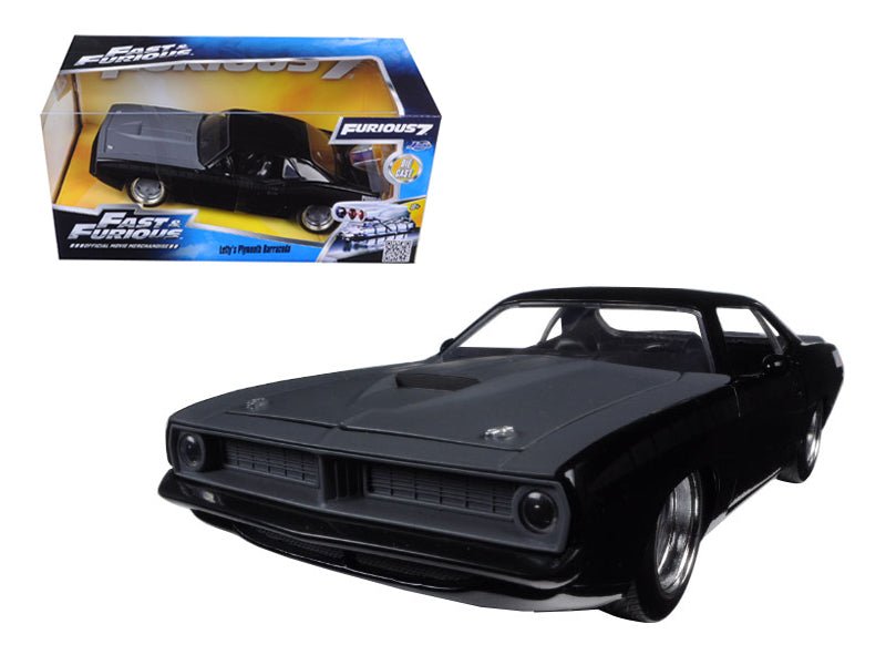 Letty's Plymouth Barracuda Matt Black "Fast & Furious 7" Movie 1/24 Diecast Model Car by Jada free shipping USA - Rapid Vehicles