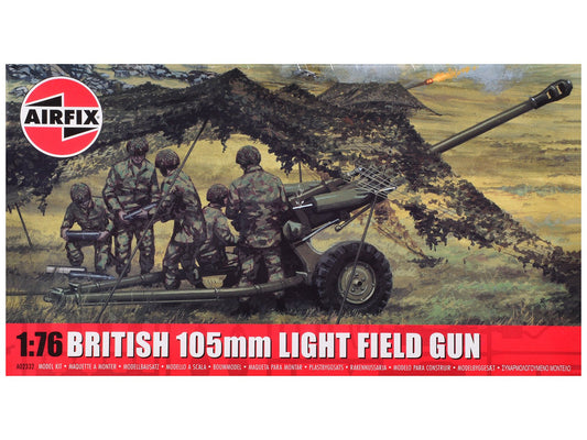 Level 1 Model Kit British 105mm Light Field Gun with 3 Scheme Options 1/76 Scale Plastic Model Kit by Airfix free shipping USA - Rapid Vehicles