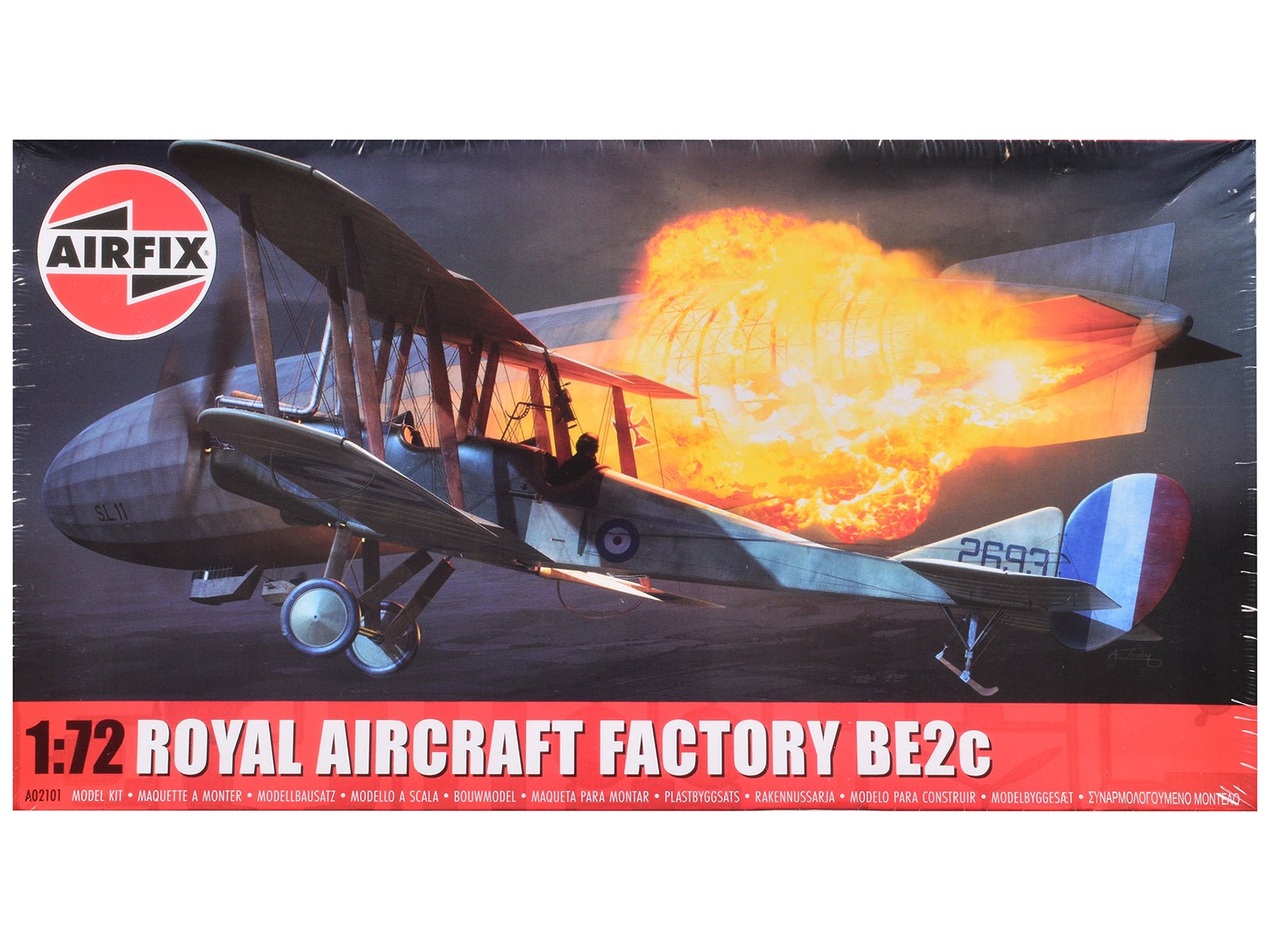 Level 2 Model Kit Royal Aircraft Factory BE2c Aircraft with 2 Scheme Options 1/72 Scale Plastic Model Kit by Airfix free shipping USA - Rapid Vehicles