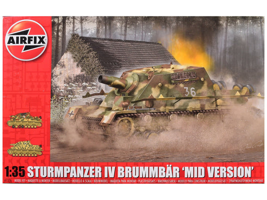 Level 3 Model Kit Sturmpanzer IV Brummbar "Mid Version" Tank with 2 Scheme Options 1/35 Plastic Model Kit by Airfix free shipping USA - Rapid Vehicles