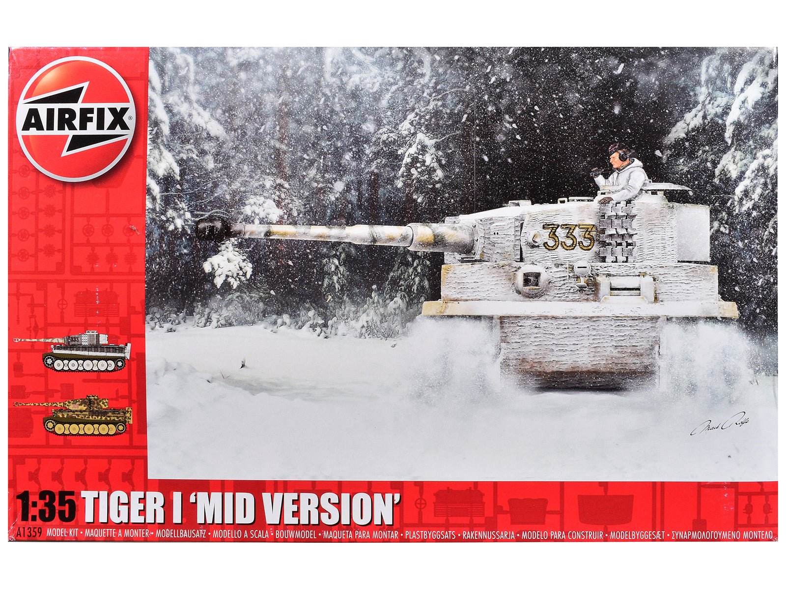 Level 3 Model Kit Tiger I "Mid Version" Tank with 2 Scheme Options 1/35 Plastic Model Kit by Airfix free shipping USA - Rapid Vehicles