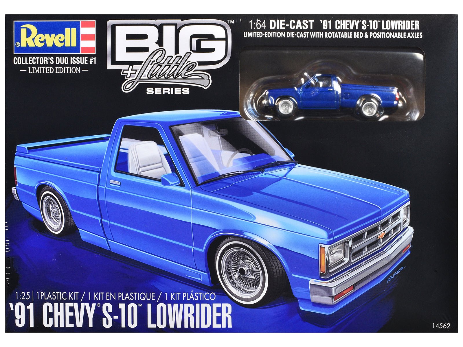 Level 4 Model Kit 1991 Chevrolet S - 10 Lowrider Pickup Truck with 1/64 Diecast Version Included "Big + Little Series" 1/25 Scale Model by Revell free shipping USA - Rapid Vehicles