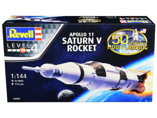 Level 4 Model Kit Apollo 11 Saturn V Rocket "50th Anniversary Moon Landing" 1/144 Scale Model by Revell free shipping USA - Rapid Vehicles