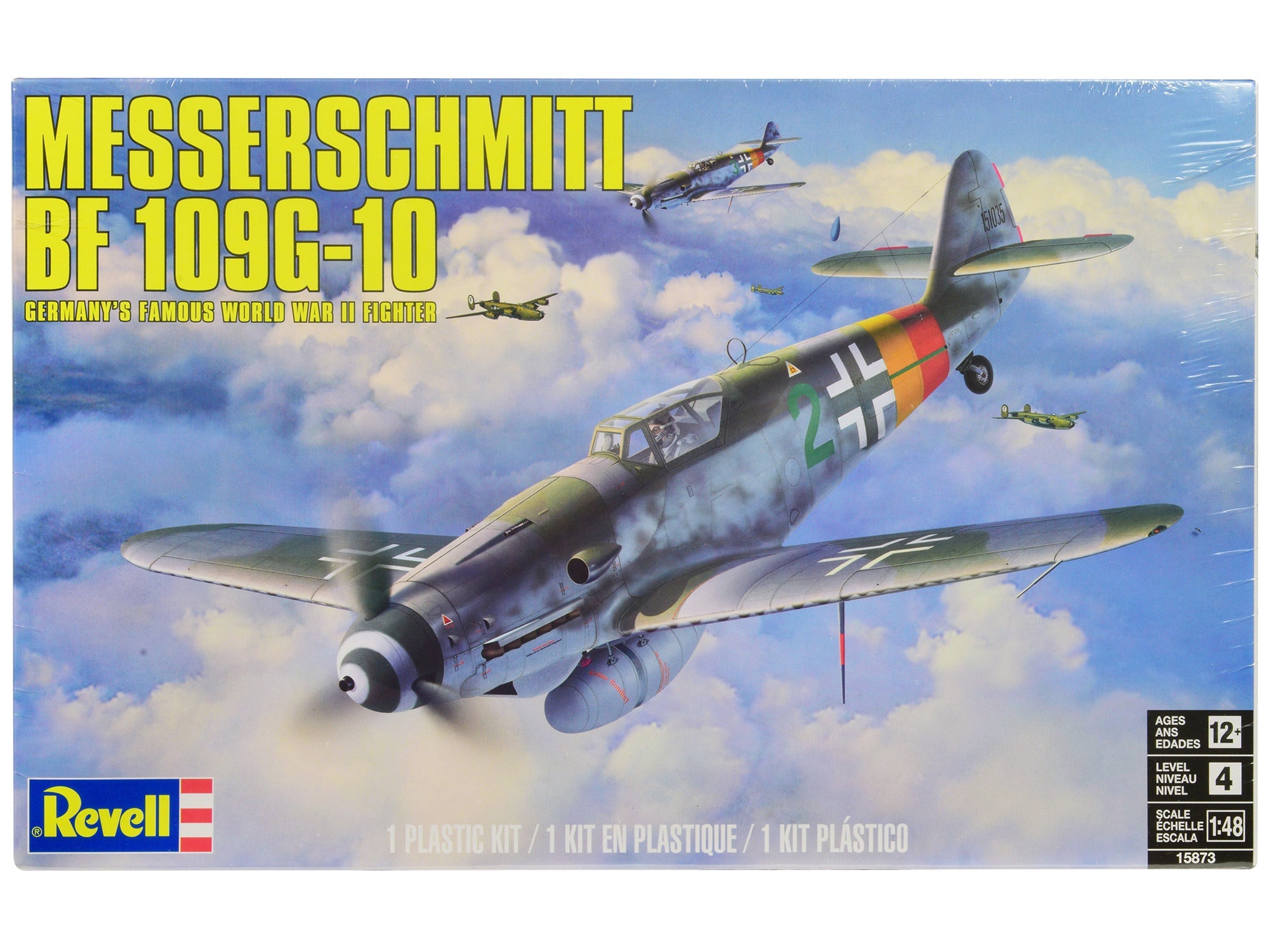 Level 4 Model Kit Messerschmitt Bf 109G - 10 Fighter Aircraft "Germany's Famous World War II Fighter" 1/48 Scale Model by Revell free shipping USA - Rapid Vehicles