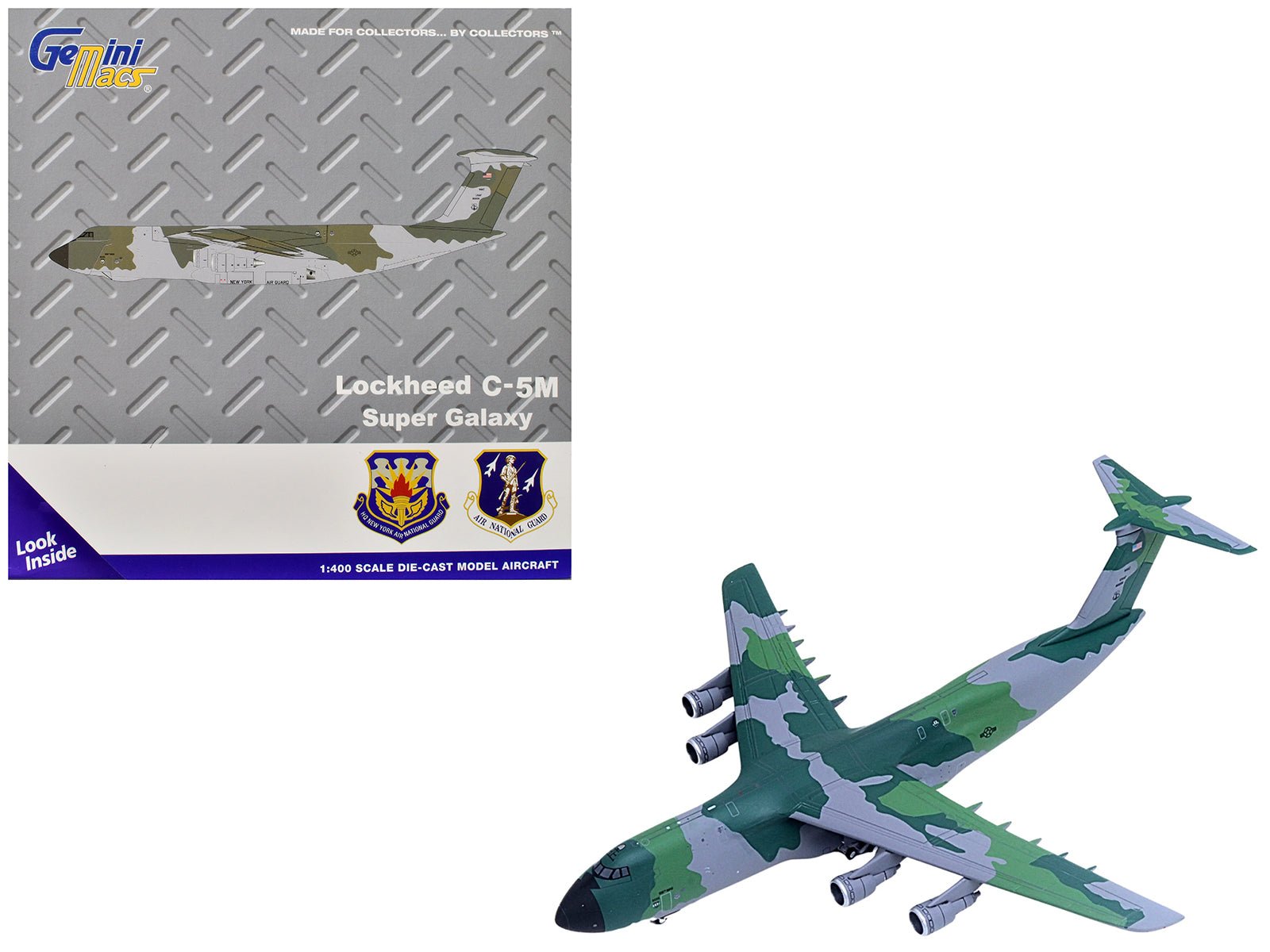 Lockheed C - 5M Super Galaxy Transport Aircraft "New York Air National Guard 105th Airlift Wing Stewart Air National Guard Base" United States Air Force (68 - 0226) Green Camouflage "Gemini Macs" Series 1/400 Diecast Model Airplane by GeminiJets - Rapid Vehicles
