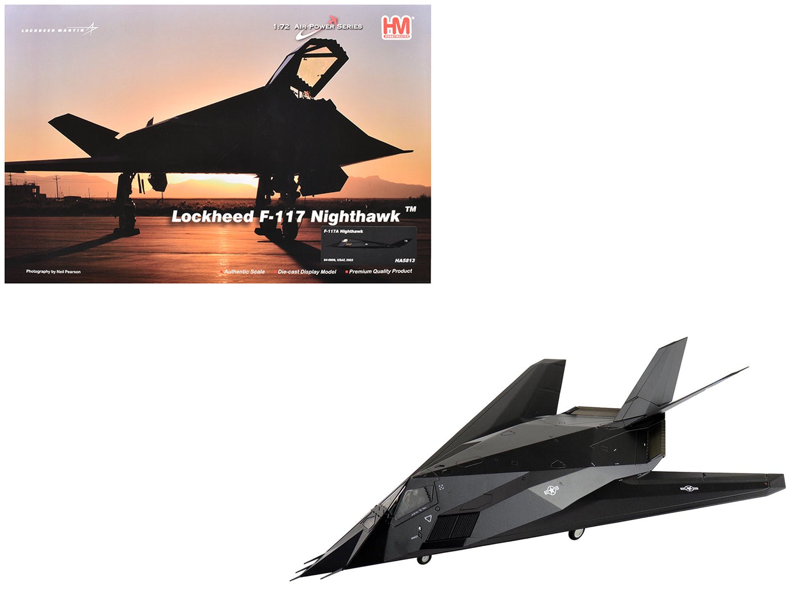 Lockheed F - 117A Nighthawk Stealth Aircraft "84 - 0809" (2022) United States Air Force "Air Power Series" 1/72 Diecast Model by Hobby Master free shipping USA - Rapid Vehicles
