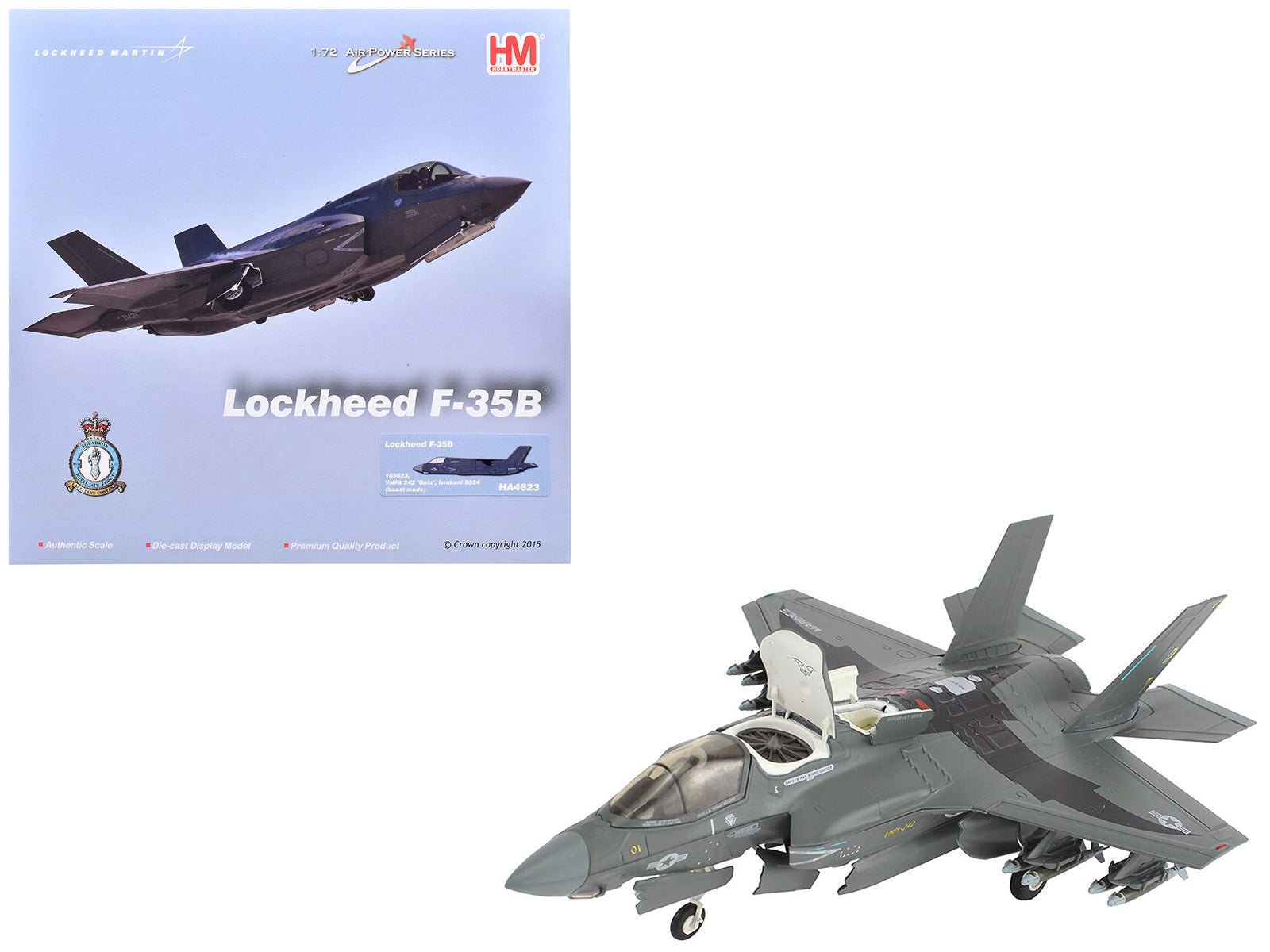 Lockheed F - 35B Lightning II Aircraft (Beast Mode) "169623 VMFA - 242 Bats Iwakuni Japan" (2024) United States Marine Corps "Air Power Series" 1/72 Diecast Model by Hobby Master free shipping USA - Rapid Vehicles