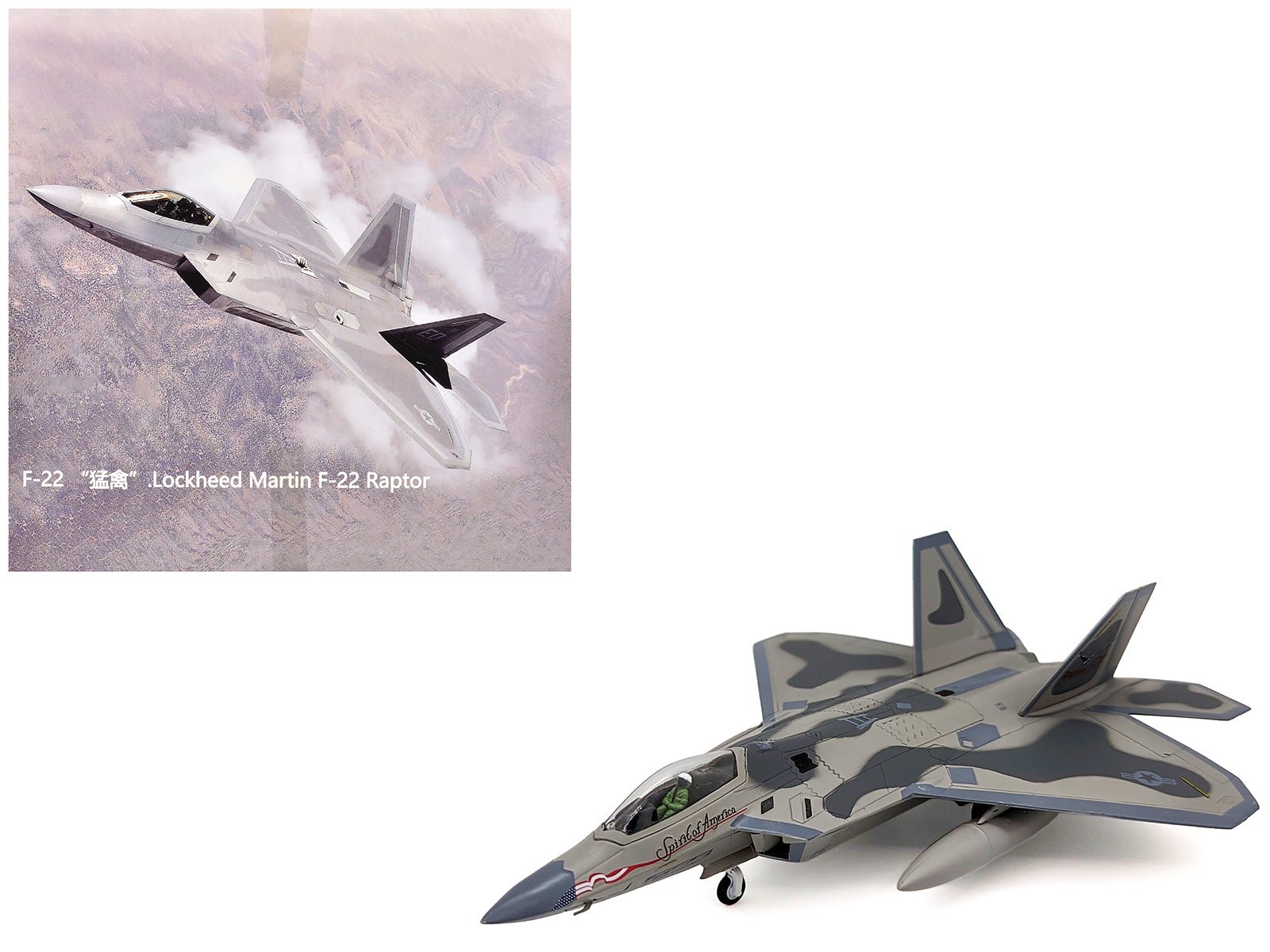 Lockheed Martin F - 22A Raptor Aircraft "Spirit of America 412th Test Wing Edwards Air Force Base" (1997) United States Air Force 1/100 Diecast Model Airplane free shipping USA - Rapid Vehicles