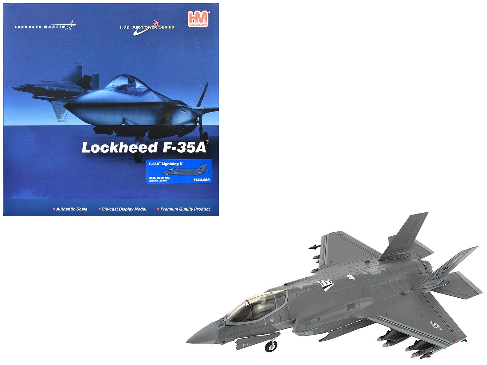 Lockheed Martin F - 35A Lightning II Aircraft "5345 354th Operations Group Eielson Air Force Base Alaska" (2020s) United States Air Force "Air Power Series" 1/72 Diecast Model by Hobby Master free shipping USA - Rapid Vehicles