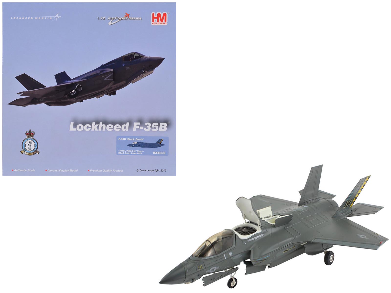 Lockheed Martin F - 35B Lightning II Aircraft "Black Death VMFA - 542 MCAS Cherry Point" (2023) United States Marine Corps "Air Power Series" 1/72 Diecast Model by Hobby Master free shipping USA - Rapid Vehicles