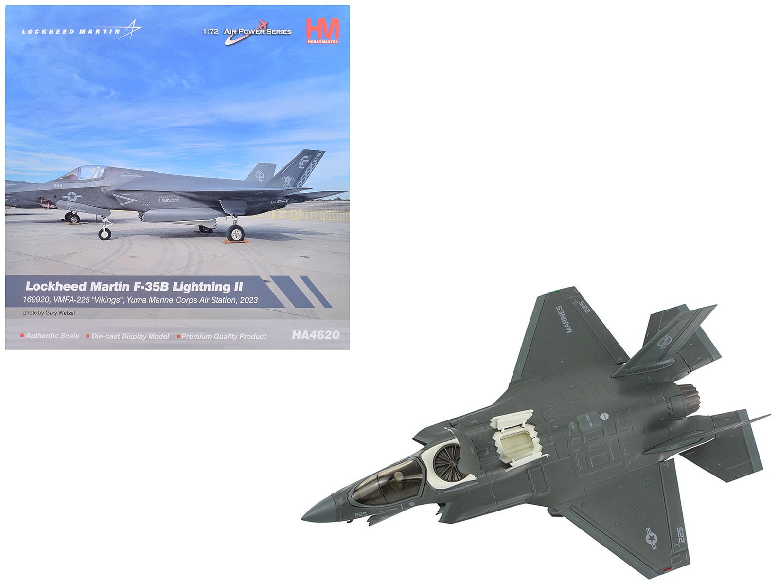 Lockheed Martin F - 35B Lightning II Aircraft "VMFA - 225 Vikings Yuma Marine Corps Air Station" (2023) United States Marine Corps "Air Power Series" 1/72 Diecast Model by Hobby Master free shipping USA - Rapid Vehicles