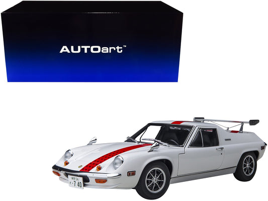 Lotus Europa Special White with Red Stripe and Graphics "The Circuit Wolf" 1/18 Model Car by Autoart free shipping USA - Rapid Vehicles
