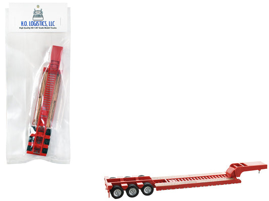 Low Boy Flatbed Trailer Red 1/87 (HO) Plastic Model Car by HO Logistics free shipping USA - Rapid Vehicles