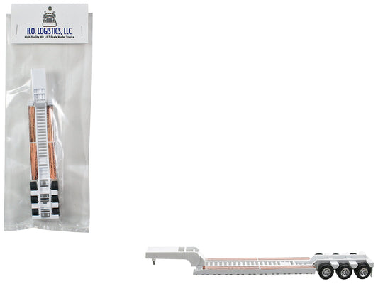 Low Boy Flatbed Trailer White 1/87 (HO) Plastic Model Car by HO Logistics free shipping USA - Rapid Vehicles