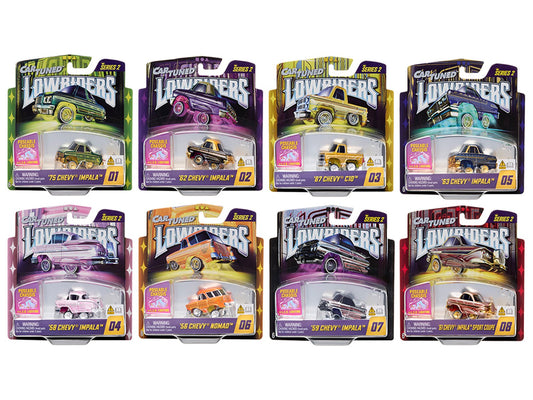 "Lowriders Show Glow" Series 2 Set of 8 Pieces Diecast Model Cars by CarTuned free shipping USA - Rapid Vehicles