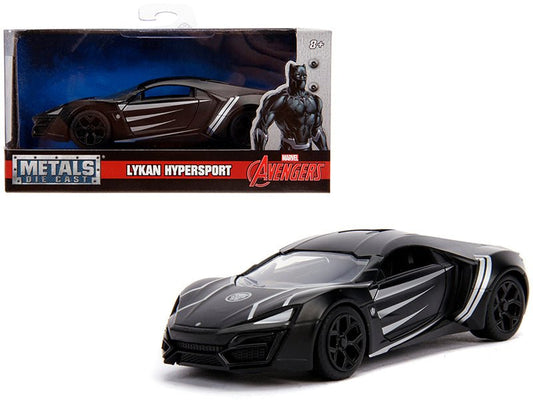 Lykan Hypersport Matt Black "Black Panther" Theme "Avengers" "Marvel" Series 1/32 Diecast Model Car by Jada free shipping USA - Rapid Vehicles