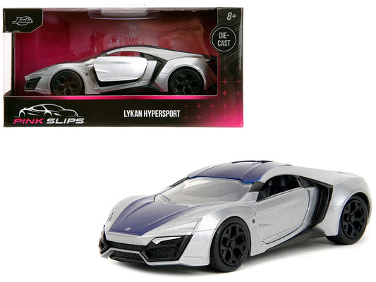 Lykan Hypersport Silver Metallic and Purple "Pink Slips" Series 1/32 Diecast Model Car by Jada free shipping USA - Rapid Vehicles