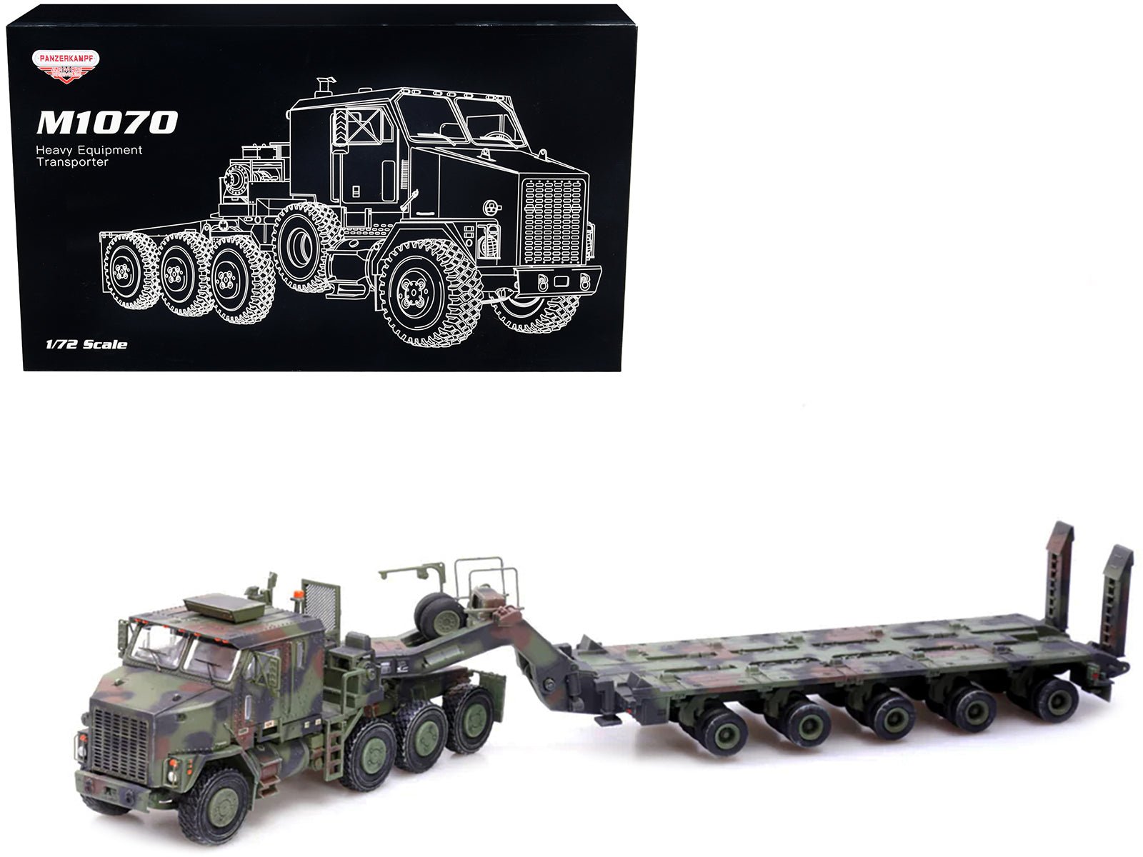 M1070 Heavy Equipment Transporter Army Camouflage "Armor Premium" Series 1/72 Diecast Model by Panzerkampf free shipping USA - Rapid Vehicles