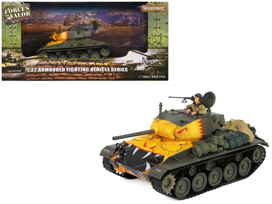M24 Chaffee Light Tank "Tiger Face 79th Tank Btn Han River South Korea" (1950) United States Army "Armoured Fighting Vehicle" Series 1/32 Diecast Model by Forces of Valor free shipping USA - Rapid Vehicles