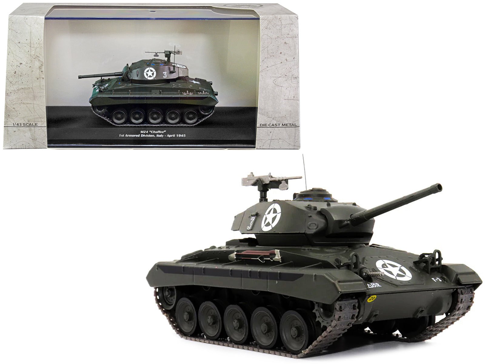 M24 "Chaffee" Tank 3 "U.S.A. 1st Armored Division Italy April 1945" 1/43 Diecast Model by AFVs of WWII free shipping USA - Rapid Vehicles