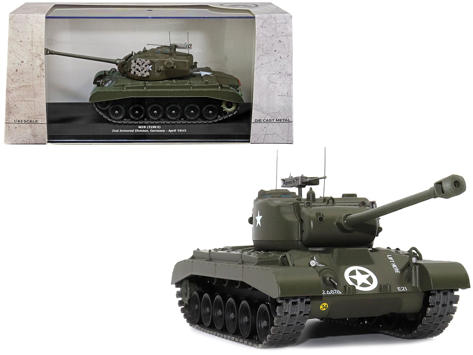 M26 (T26E3) Tank "U.S.A. 2nd Armored Division Germany April 1945" 1/43 Diecast Model by AFVs of WWII free shipping USA - Rapid Vehicles