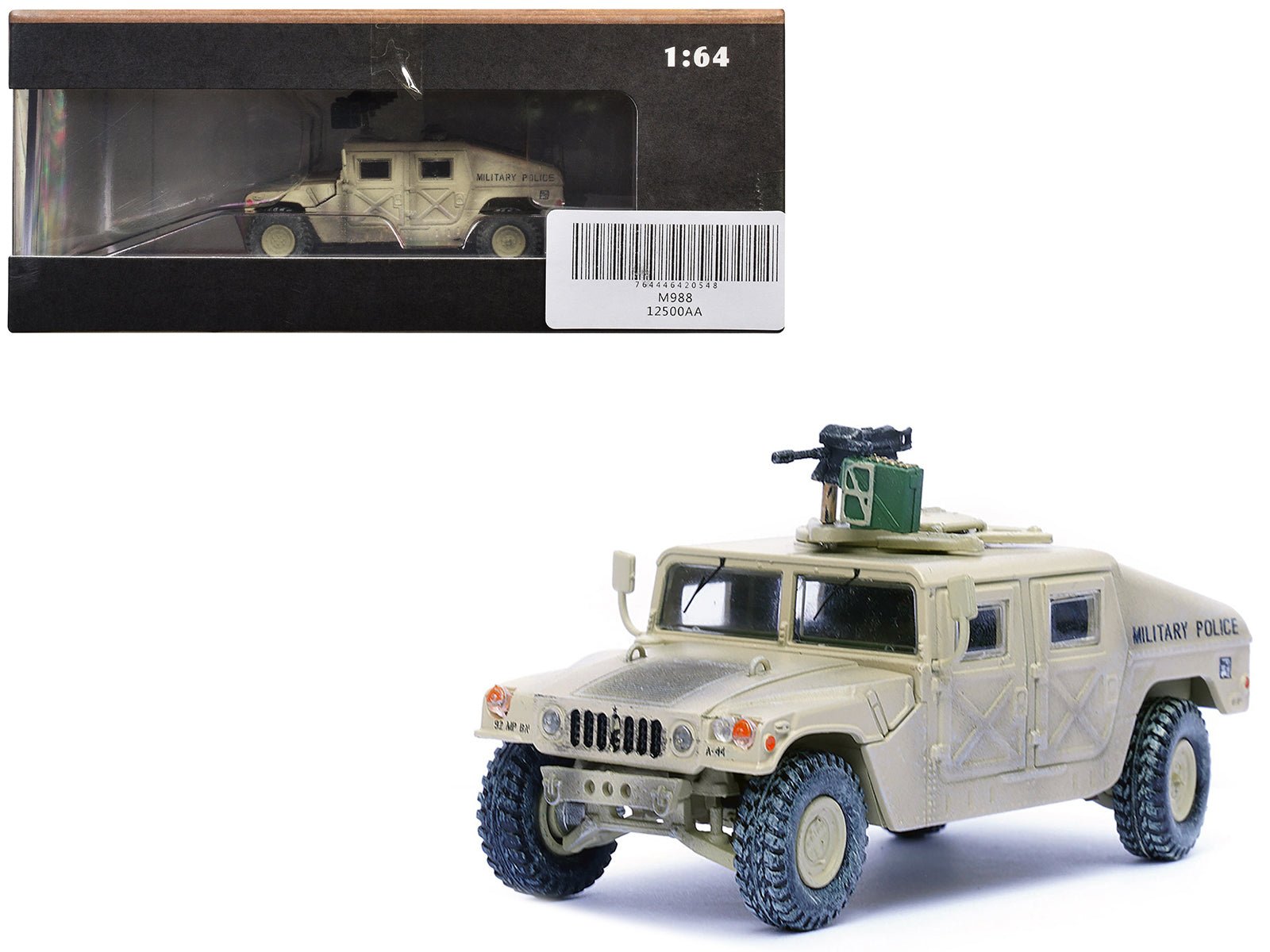M988 Modern 4×4 Utility Vehicle with Grenade Launcher Desert Sand "Military Police 4th Traffic Platoon A company 92nd MP Battalion 89th MP Brigade Ad Daman Saudi Arabia Gulf War" (1990) "Military Miniature" Series 1/64 Diecast Model by Panzerkampf - Rapid Vehicles