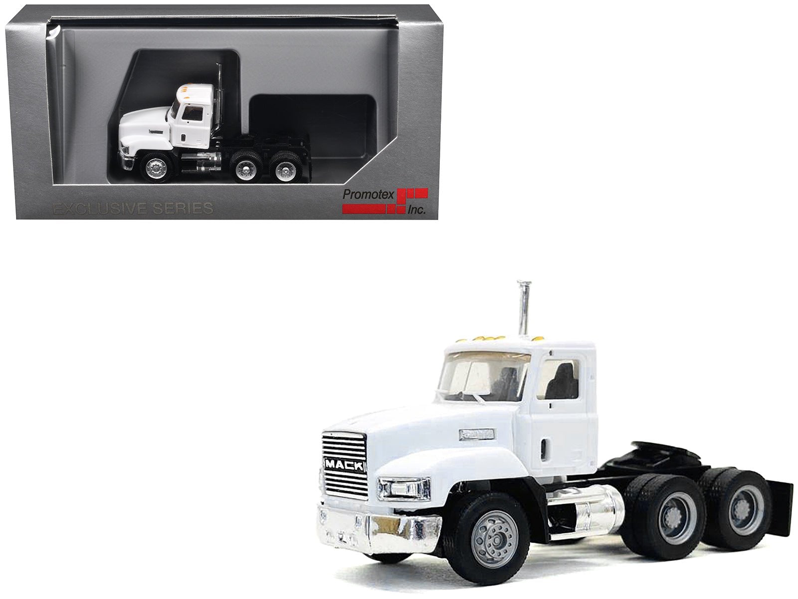 Mack 603 Short Day Cab White 1/87 (HO) Plastic Model Car by Promotex free shipping USA - Rapid Vehicles
