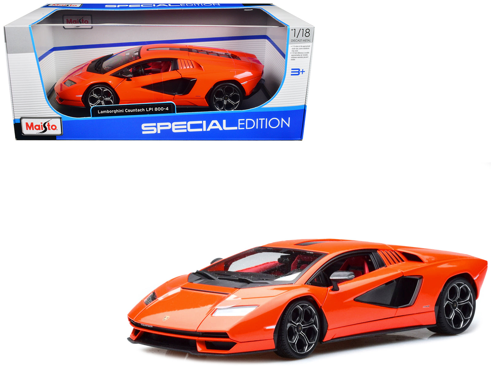 Lamborghini Countach LPI 800-4 Orange with Red Interior "Special Edition" 1/18 Diecast Model Car by Maisto free shipping USA