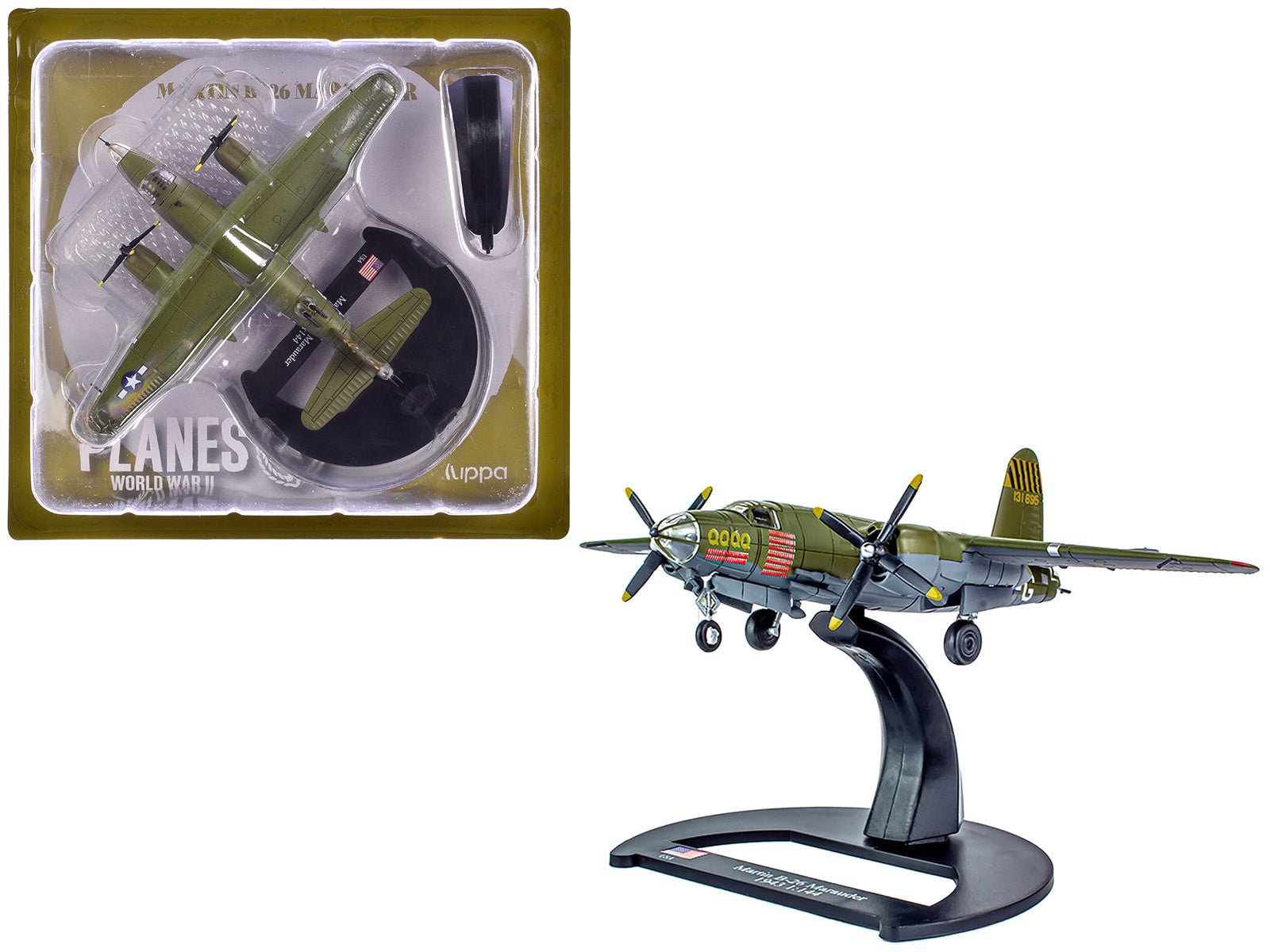 Martin B - 26B Marauder Bomber Aircraft "QQQQ 556th Bomb Squadron 387th Bomb Group" United States Army Air Forces (1943) "Planes of World War II" Series 1/144 Diecast Model Airplane by Luppa free shipping USA - Rapid Vehicles