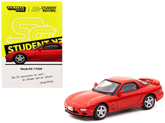 Mazda RX - 7 FD3S RHD (Right Hand Drive) Red "Student Driver" "J Collection" Series 1/64 Diecast Model by Tarmac Works free shipping USA - Rapid Vehicles