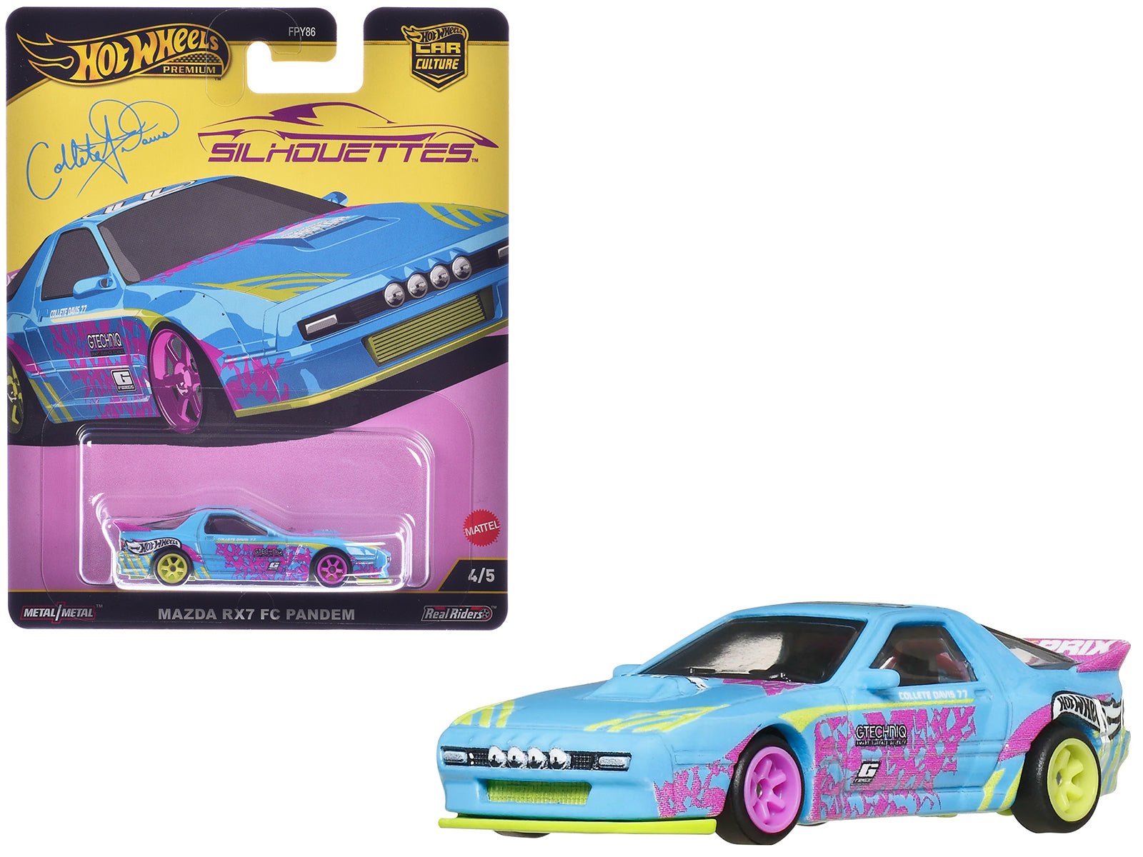 Mazda RX7 FC PANDEM Blue with Graphics "Silhouettes" Series Diecast Model Car by Hot Wheels free shipping USA - Rapid Vehicles