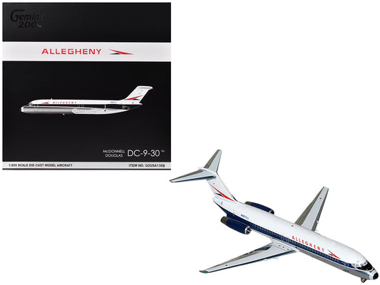 McDonnell Douglas DC - 9 - 30 Commercial Aircraft "Allegheny Airlines" (N967VJ) White with Blue Stripes "Gemini 200" Series 1/200 Diecast Model Airplane by GeminiJets free shipping USA - Rapid Vehicles