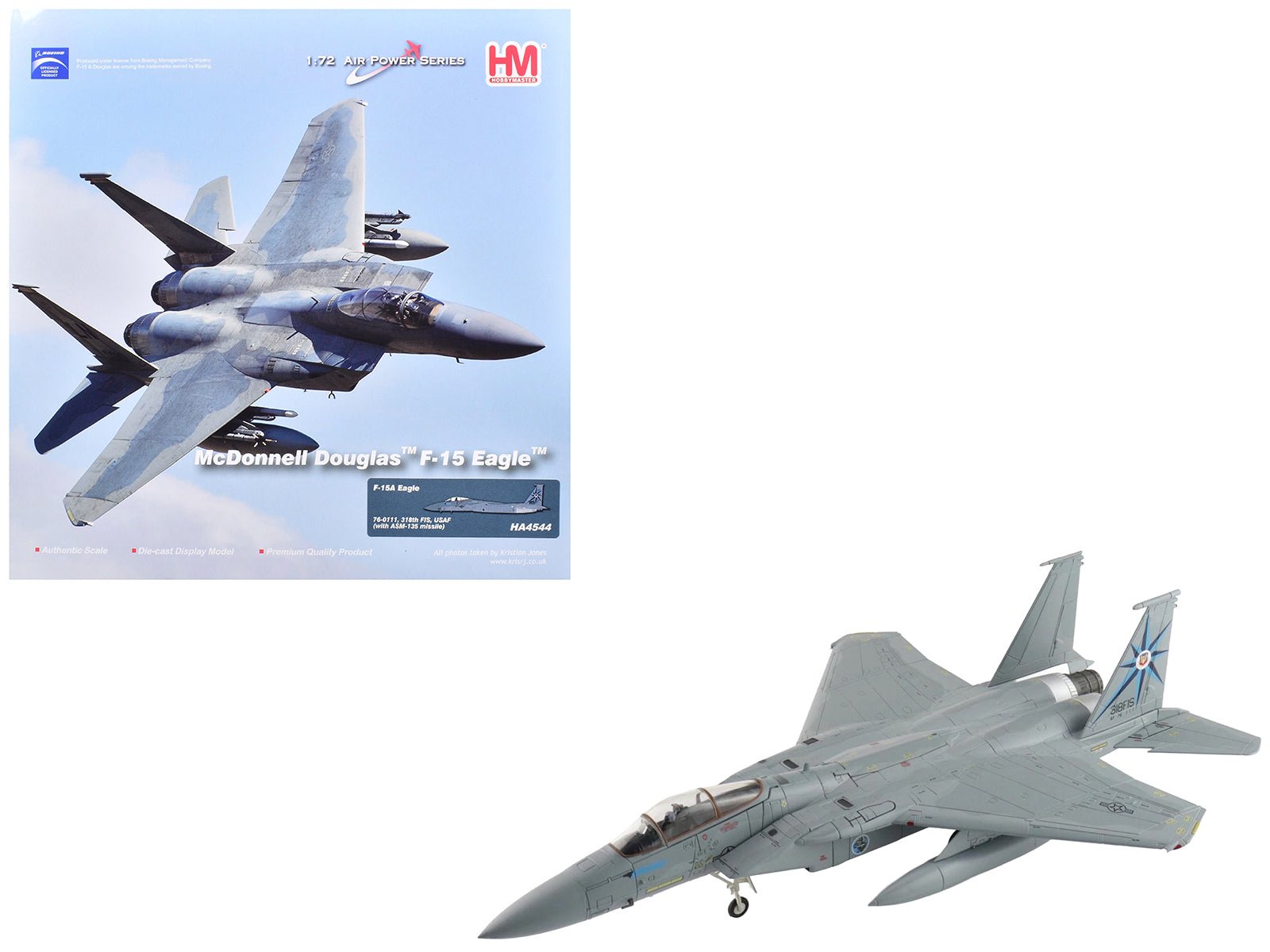 McDonnell Douglas F - 15A Eagle Fighter Aircraft "76 - 0111 318th Fighter Interceptor Squadron" United States Air Force "Air Power Series" 1/72 Diecast Model by Hobby Master free shipping USA - Rapid Vehicles