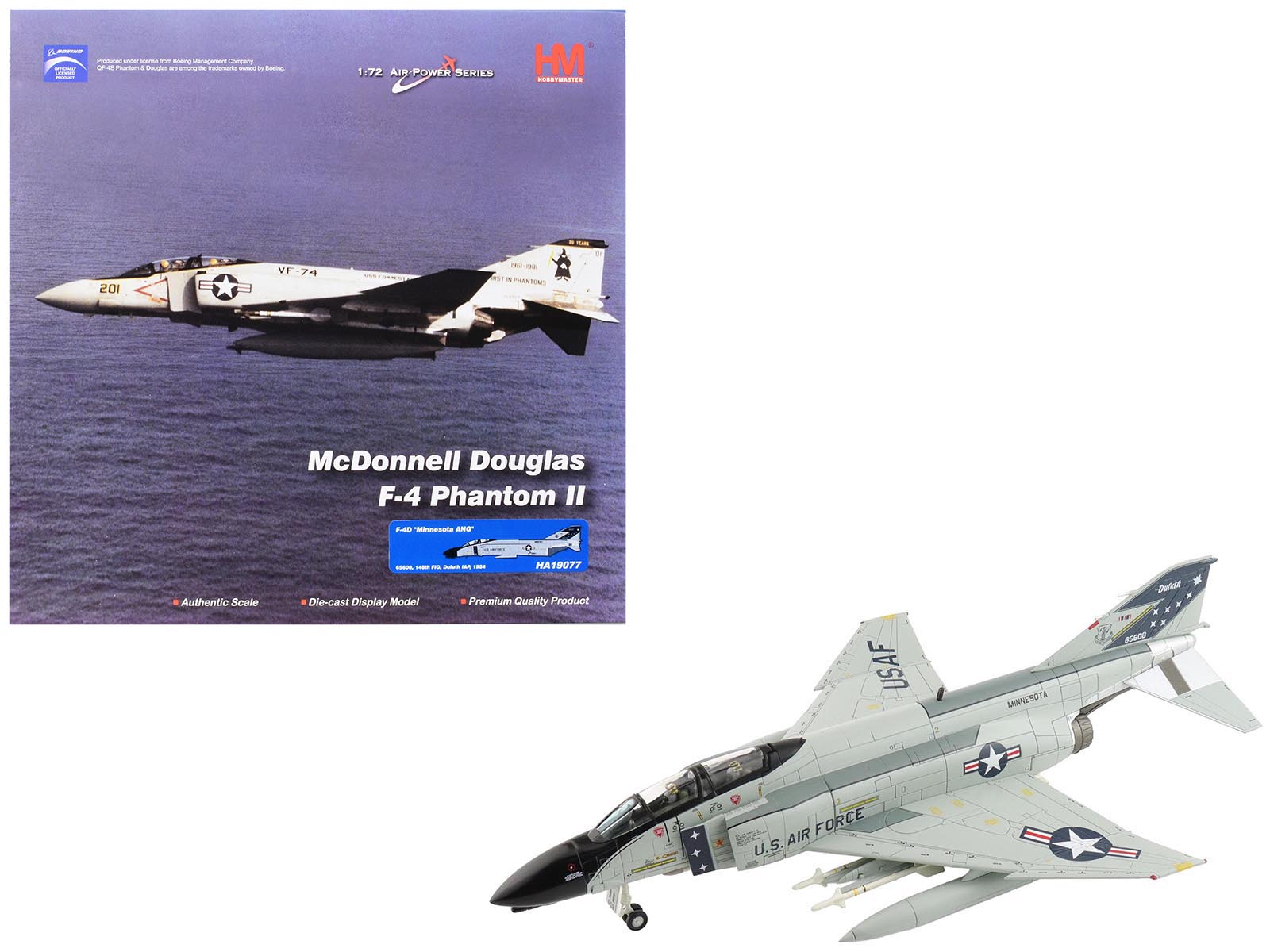 McDonnell Douglas F - 4D Phantom II Fighter - Bomber Aircraft "65608 148th Fighter - Interceptor Group Minnesota Air National Guard Duluth International Airport" (1984) United States Air Force "Air Power Series" 1/72 Diecast Model by Hobby Master - Rapid Vehicles