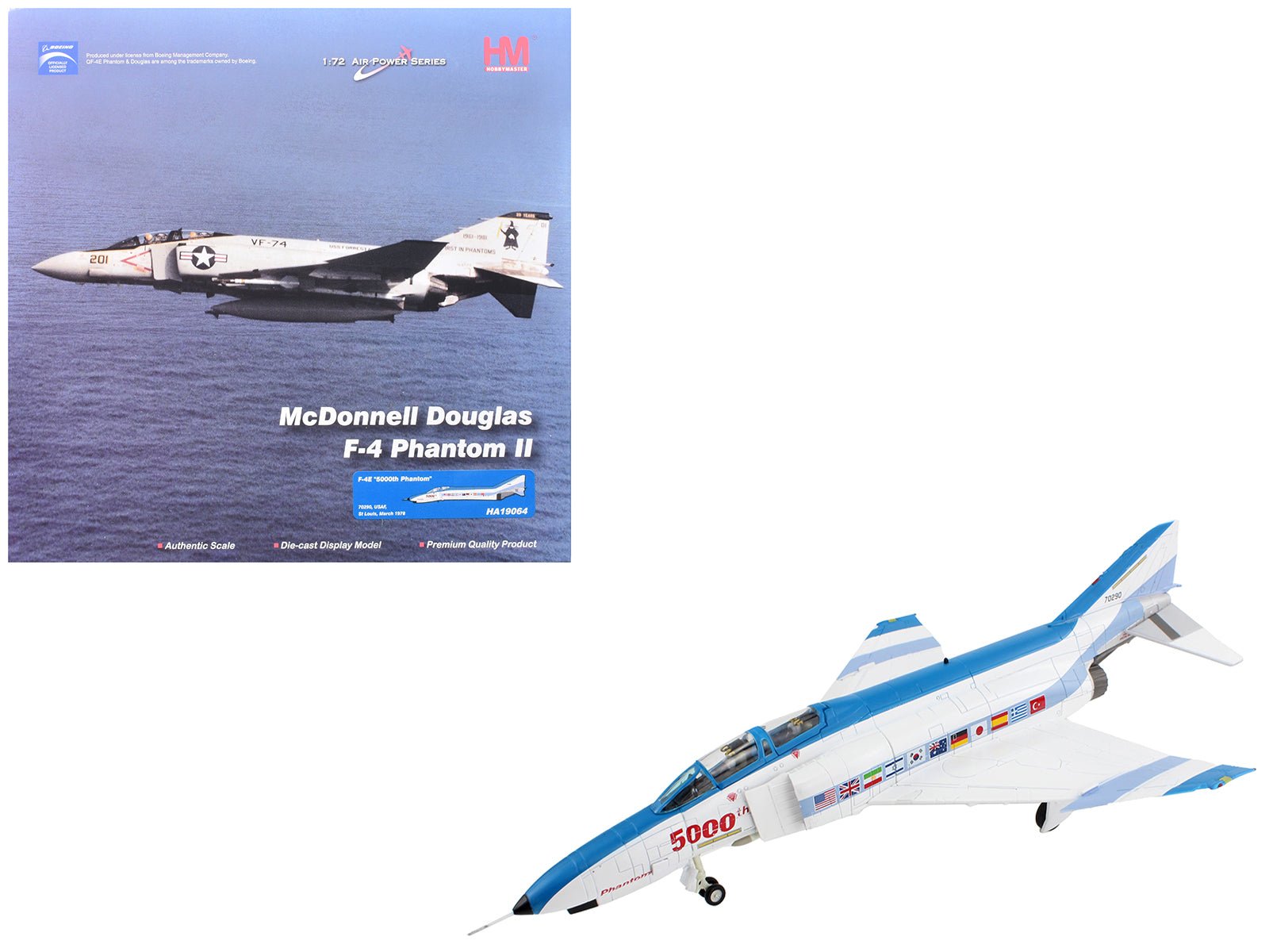 McDonnell Douglas F - 4E Phantom II Fighter - Bomber Aircraft "70290 5000th Phantom St Louis" (1978) United States Air Force "Air Power Series" 1/72 Diecast Model by Hobby Master free shipping USA - Rapid Vehicles