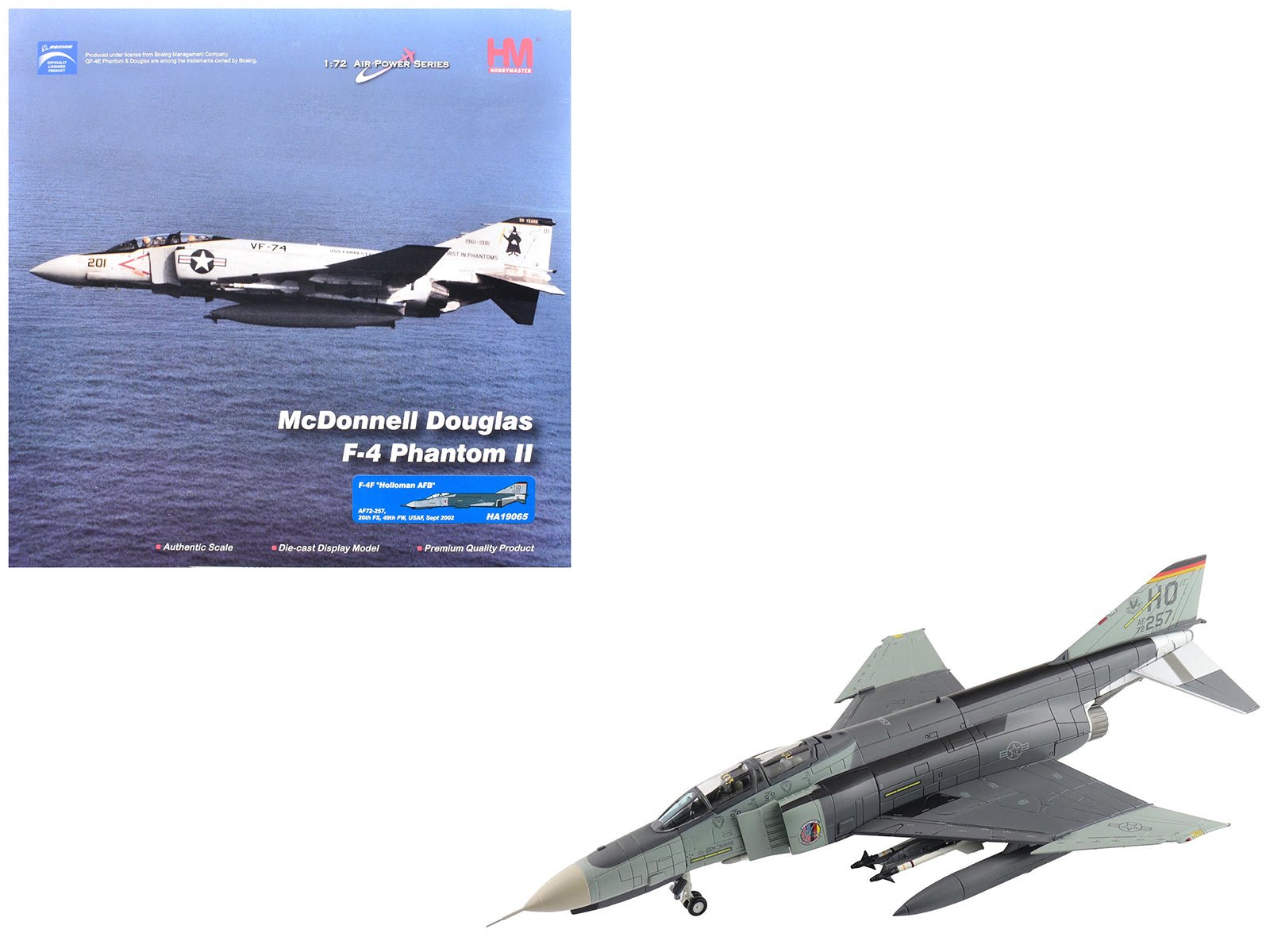 McDonnell Douglas F - 4F Phantom II Fighter - Bomber Aircraft "AF72 - 257 20th Fighter Squadron 49th Fighter Wing Holloman AFB" (2002) United States Air Force "Air Power Series" 1/72 Diecast Model by Hobby Master free shipping USA - Rapid Vehicles