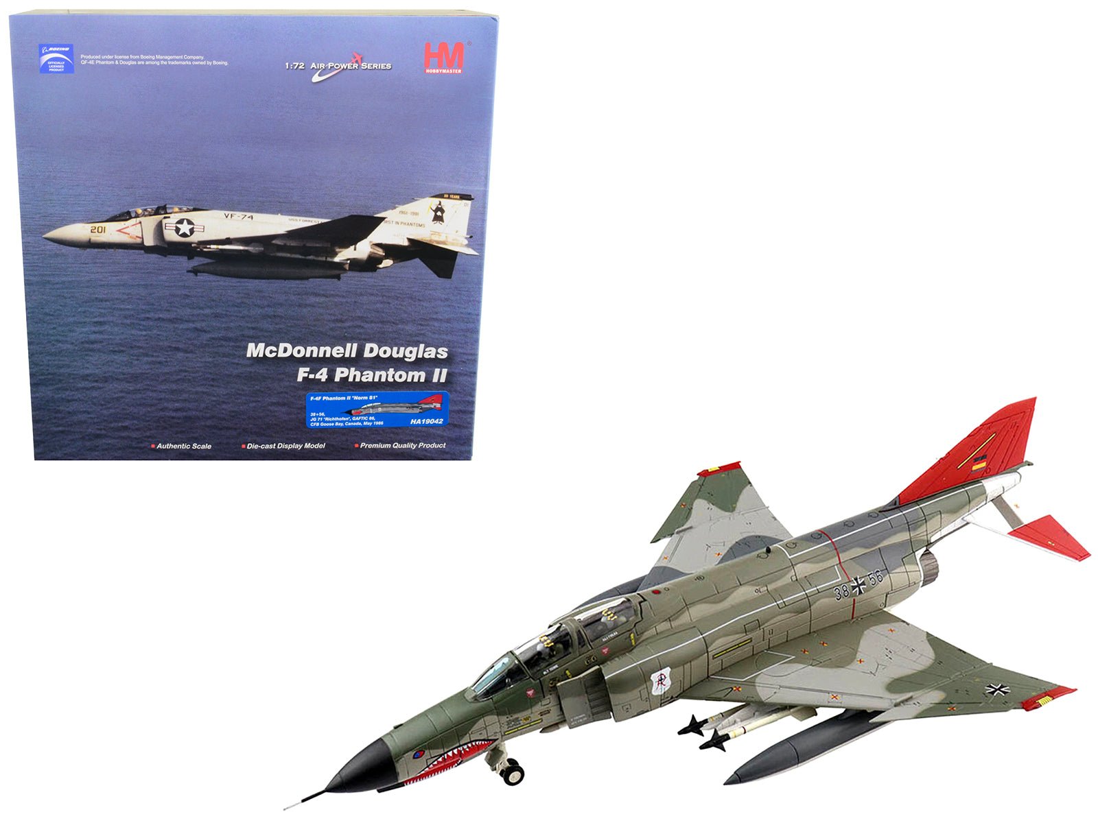 McDonnell Douglas F - 4F Phantom II "Norm 81" Fighter Aircraft "JG 71 "Richthofen" GAFTIC 86 CFB Goose Bay Canada" (May 1986) "Air Power Series" 1/72 Diecast Model by Hobby Master free shipping USA - Rapid Vehicles