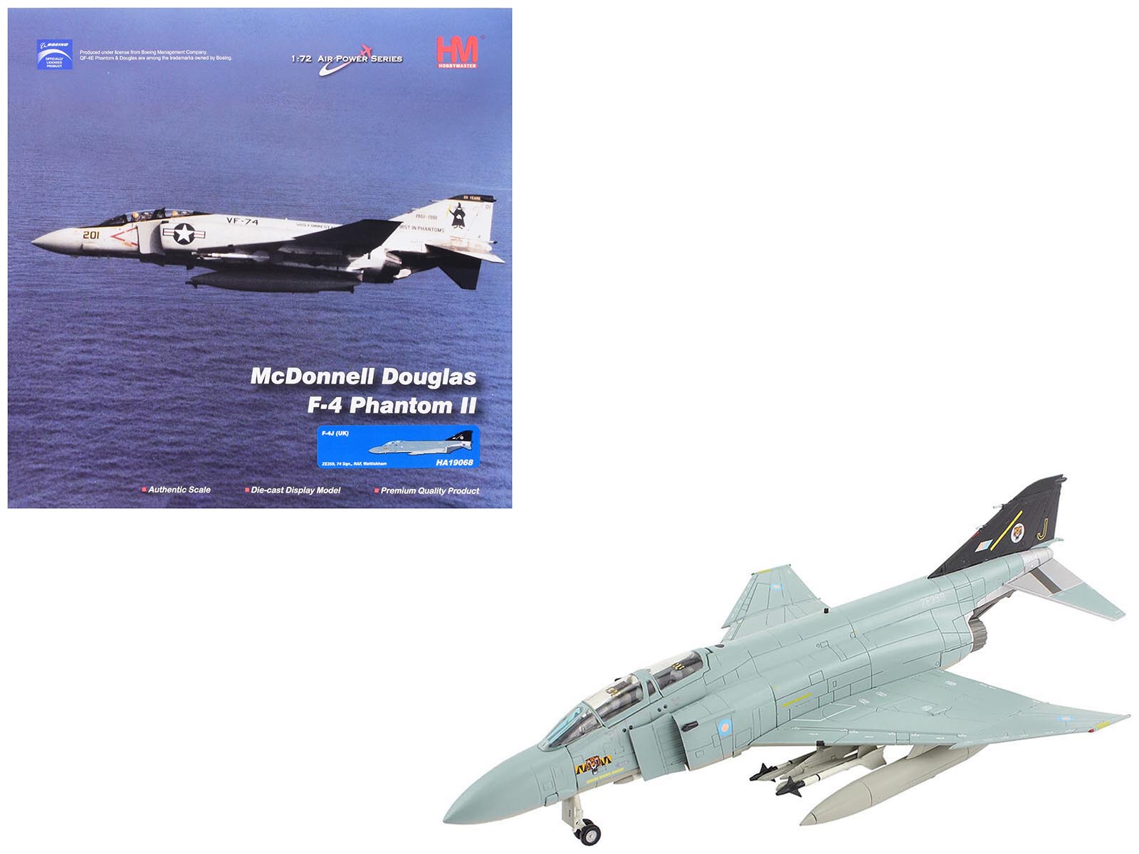 McDonnell Douglas F - 4J(UK) Phantom II Fighter - Bomber Aircraft "ZE359 AF Wattisham England" British Royal Air Force "Air Power Series" 1/72 Diecast Model by Hobby Master free shipping USA - Rapid Vehicles