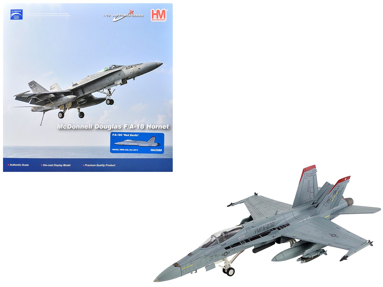 McDonnell Douglas F/A-18C Hornet Aircraft "VMFA-232 Red Devils" (2014) United States Marine Corps "Air Power Series" 1/72 Diecast Model by Hobby Master free shipping USA - Rapid Vehicles