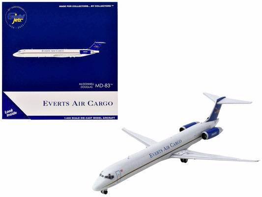 McDonnell Douglas MD - 83 Commercial Aircraft "Everts Air Cargo" (N965CE) White with Blue Tail 1/400 Diecast Model Airplane by GeminiJets free shipping USA - Rapid Vehicles