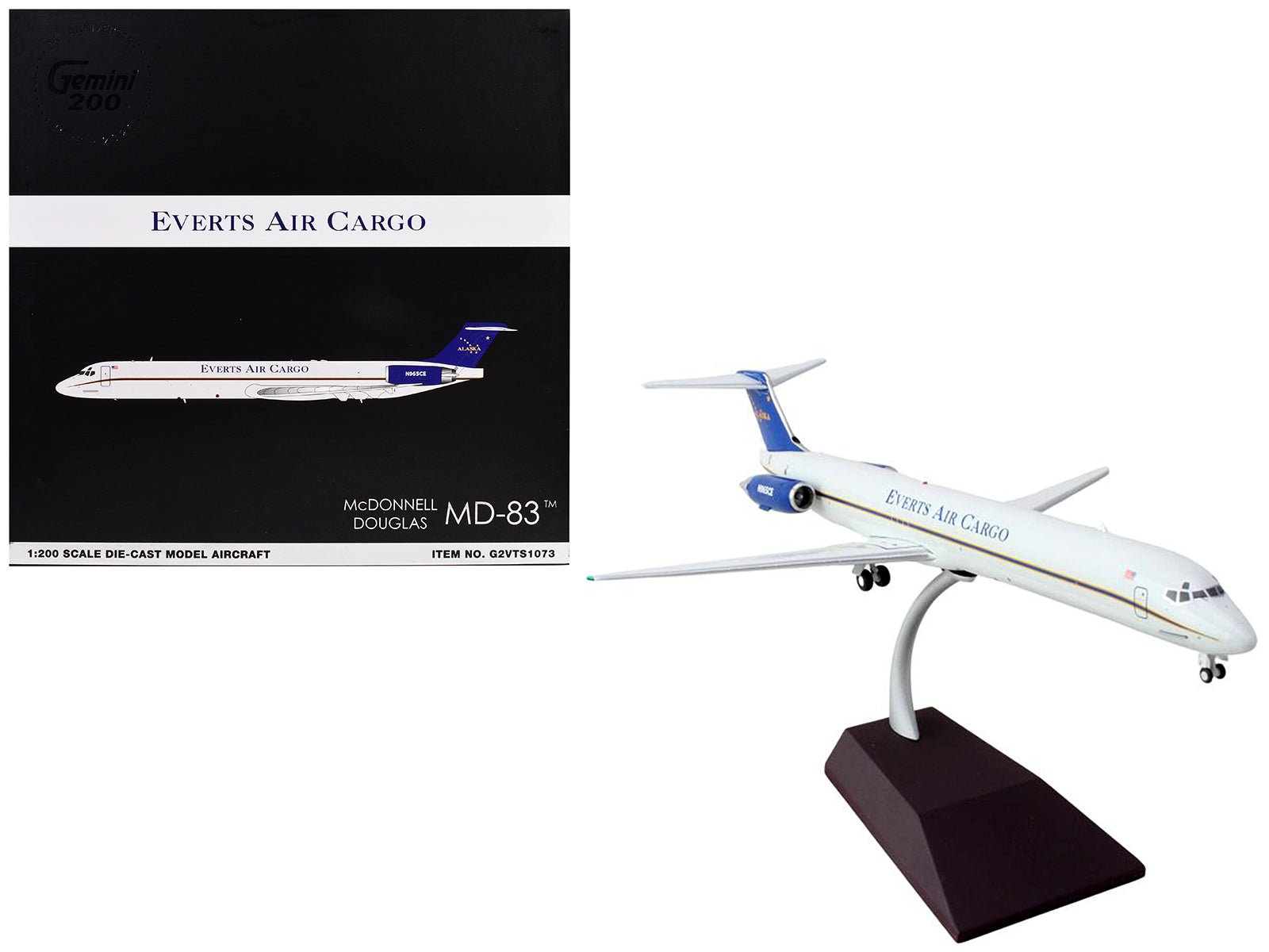 McDonnell Douglas MD - 88 Commercial Aircraft "Everts Air Cargo" (N965CE) White with Blue Tail "Gemini 200" Series 1/200 Diecast Model Airplane by GeminiJets free shipping USA - Rapid Vehicles
