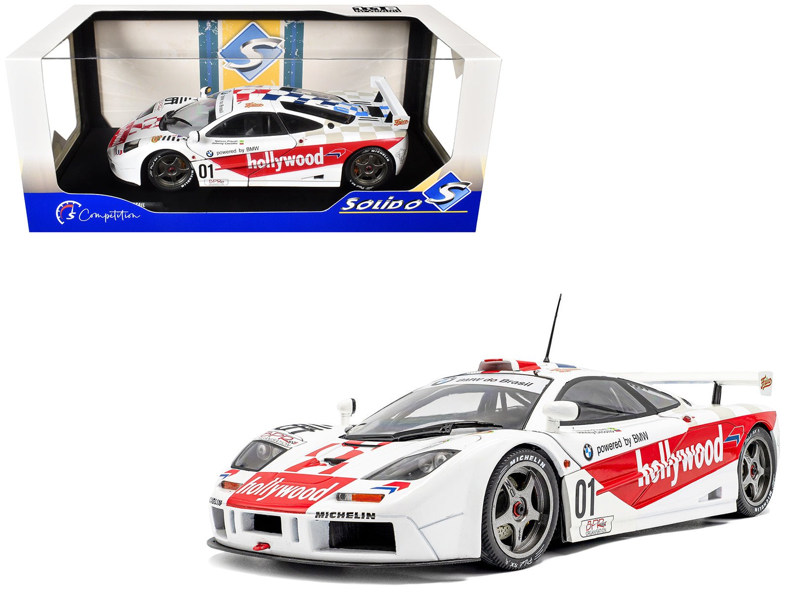 McLaren F1 GTR Short Tail 01 Nelson Piquet - Johnny Cecotto Winner "2 Hours of Brasilia" (1996) "Competition" Series 1/18 Diecast Model Car by Solido free shipping USA - Rapid Vehicles