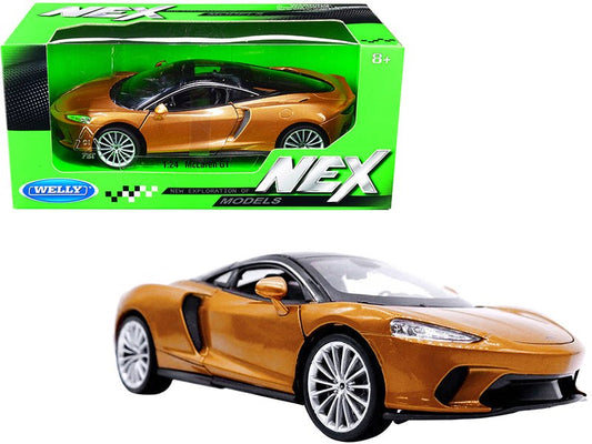 McLaren GT Gold Metallic with Black Top "NEX Models" 1/24 Diecast Model Car by Welly free shipping USA - Rapid Vehicles