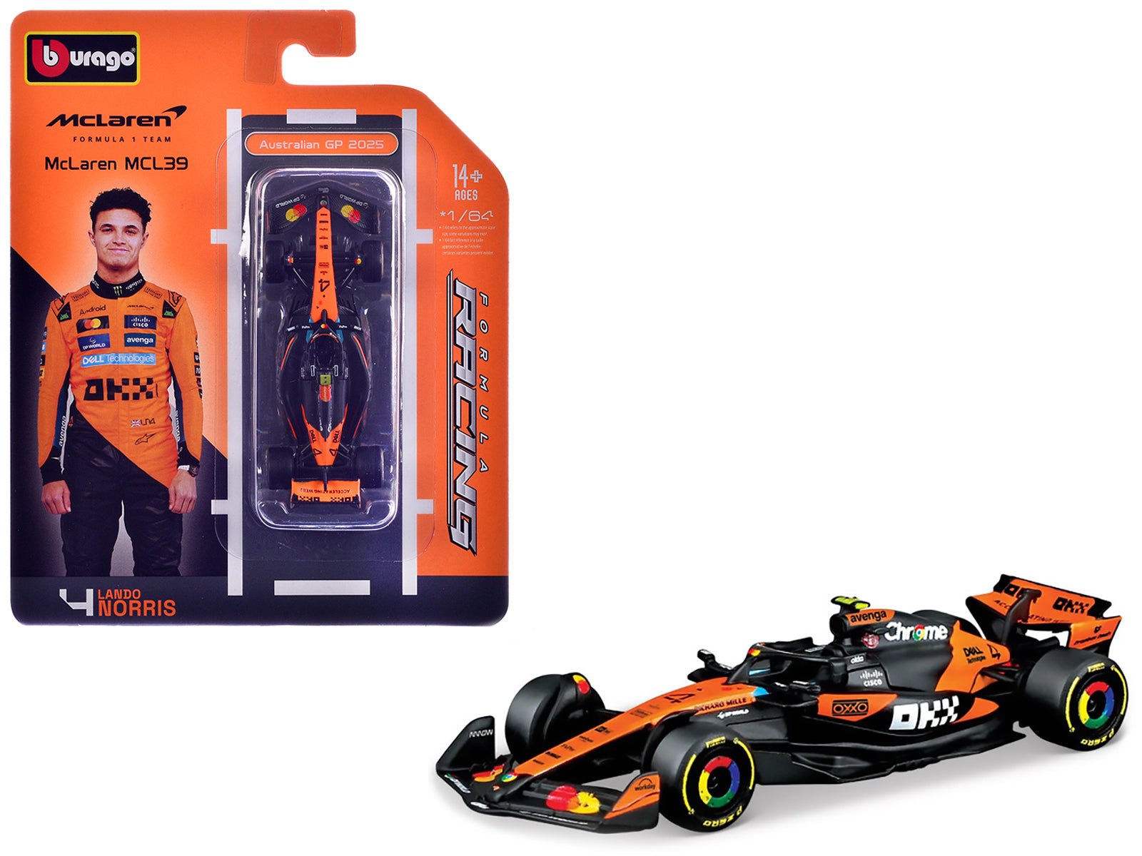 McLaren MCL39 4 Lando Norris Winner Formula One F1 "Australian GP" (2025) "Formula Racing" Series 1/64 Diecast Model Car by Bburago free shipping USA - Rapid Vehicles