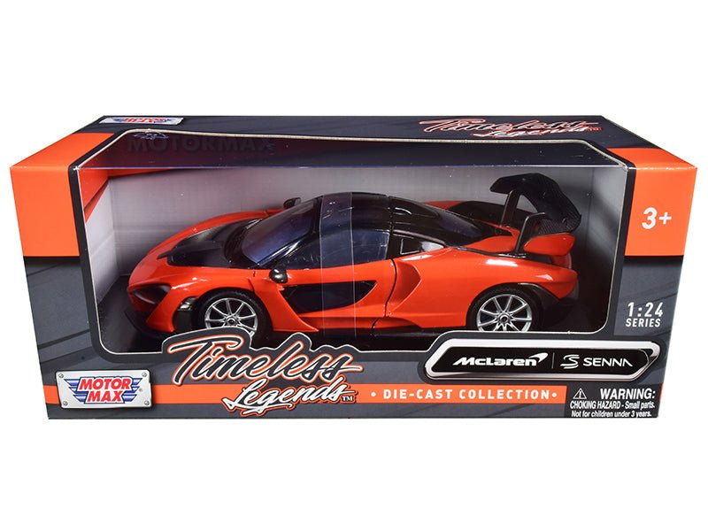 McLaren Senna Orange Metallic and Black "Timeless Legends" 1/24 Diecast Model Car by Motormax free shipping USA - Rapid Vehicles