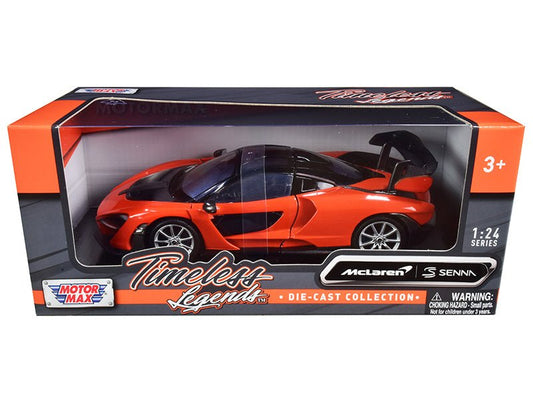 McLaren Senna Orange Metallic and Black "Timeless Legends" 1/24 Diecast Model Car by Motormax free shipping USA - Rapid Vehicles