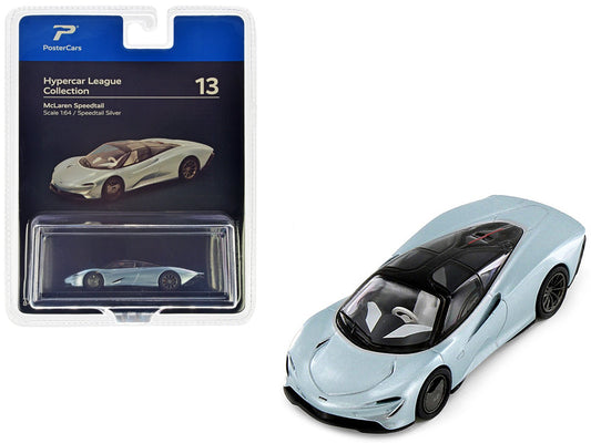 McLaren Speedtail Silver Metallic with Black Top "Hypercar League Collection" 1/64 Diecast Model Car by PosterCars free shipping USA - Rapid Vehicles