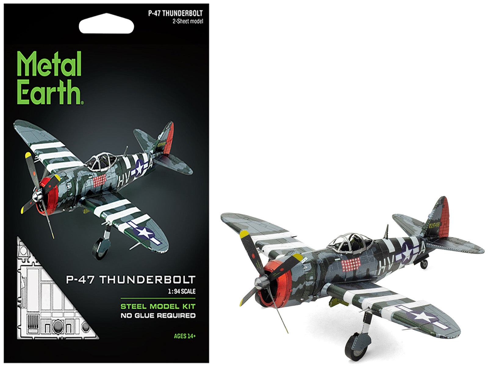Model Kit Republic P-47 Thunderbolt Fighter Aircraft "The Jug" United States Army Air Forces (Moderate Difficulty) Steel Model by Metal Earth free shipping USA