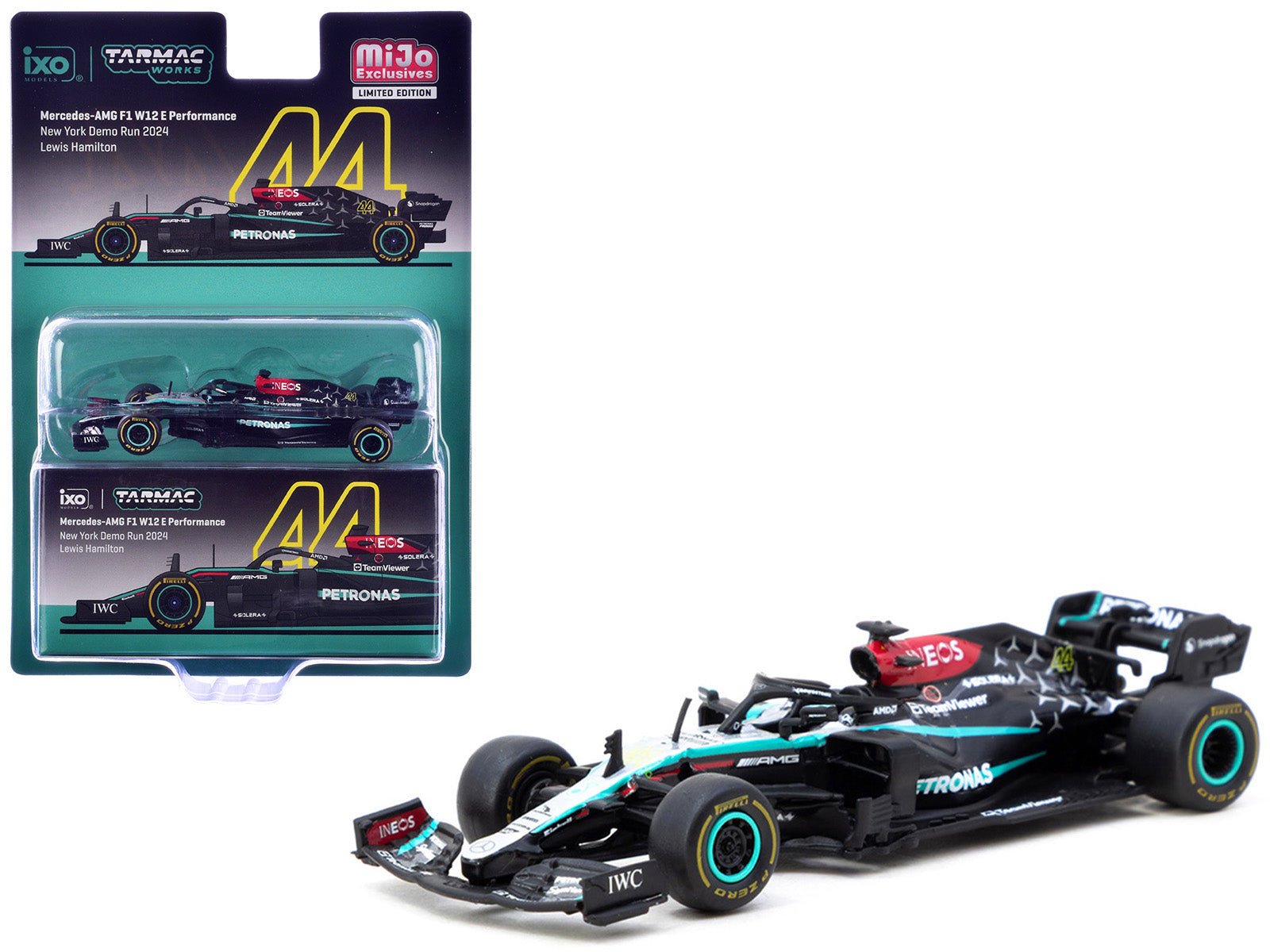 Mercedes - AMG F1 W12 E Performance 44 Lewis Hamilton Formula One F1 "New York Demo Run" (2024) "Global64" Series 1/64 Diecast Model by Tarmac Works free shipping USA - Rapid Vehicles